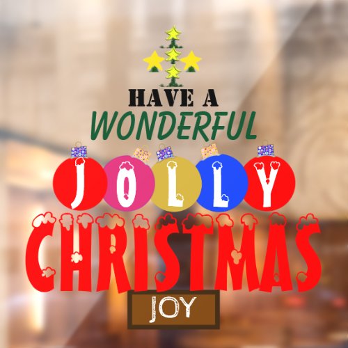 JOY Wonderful Jolly Christmas Ornaments Tree Window Cling