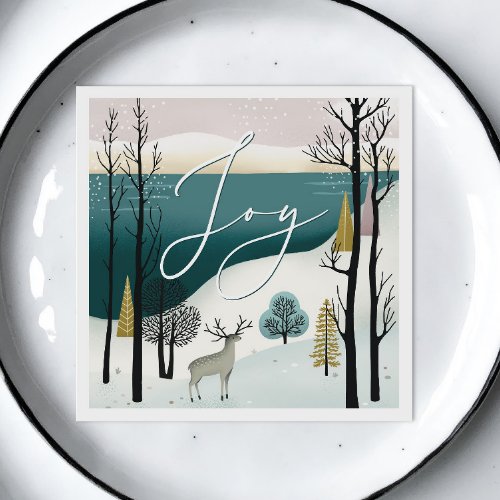 Joy Woodland Christmas holiday Winter forest Napkins