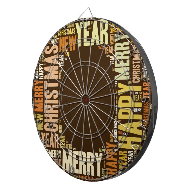 JOY Wordcloud Christmas Dartboard With Darts (Front Right)