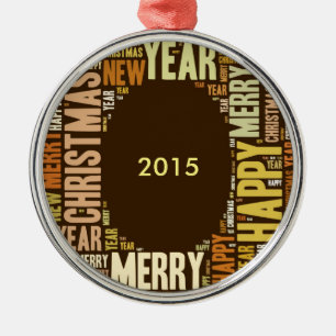JOY Wordcloud Christmas Metal Ornament