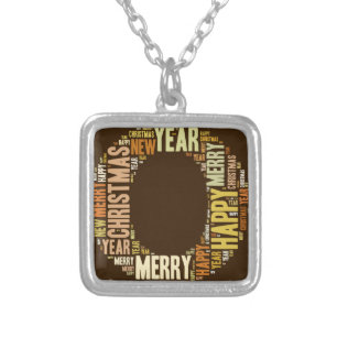 JOY Wordcloud Christmas Silver Plated Necklace