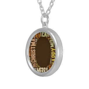 JOY Wordcloud Christmas Silver Plated Necklace