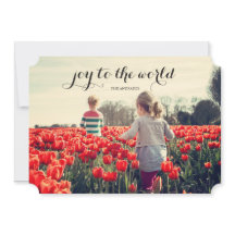 Joy World Kid Christmas Personalized Holiday Photo