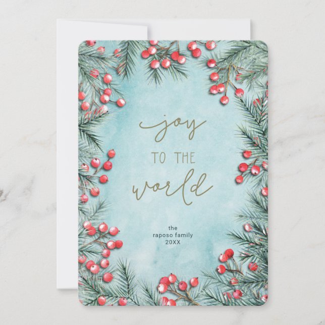 Joy World Non Photo Religious Christmas Rustic Holiday Card (Front)