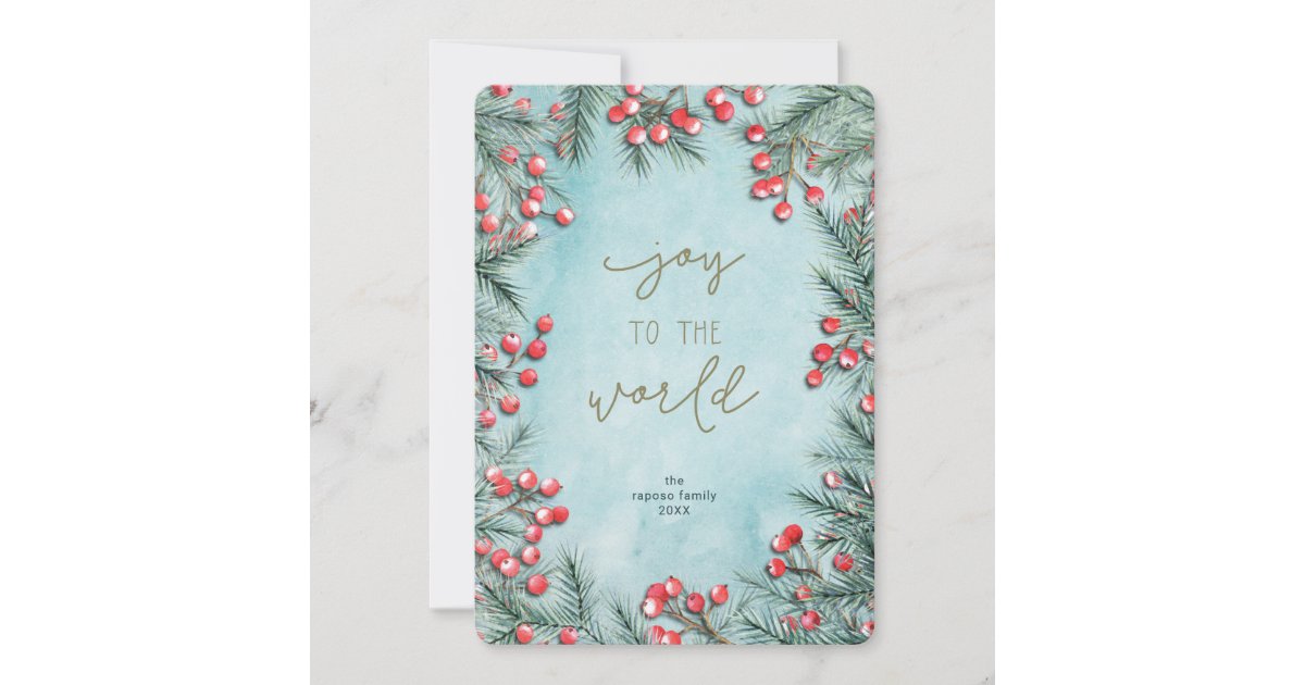 Joy World Non Photo Religious Christmas Rustic Holiday Card  Zazzle.com