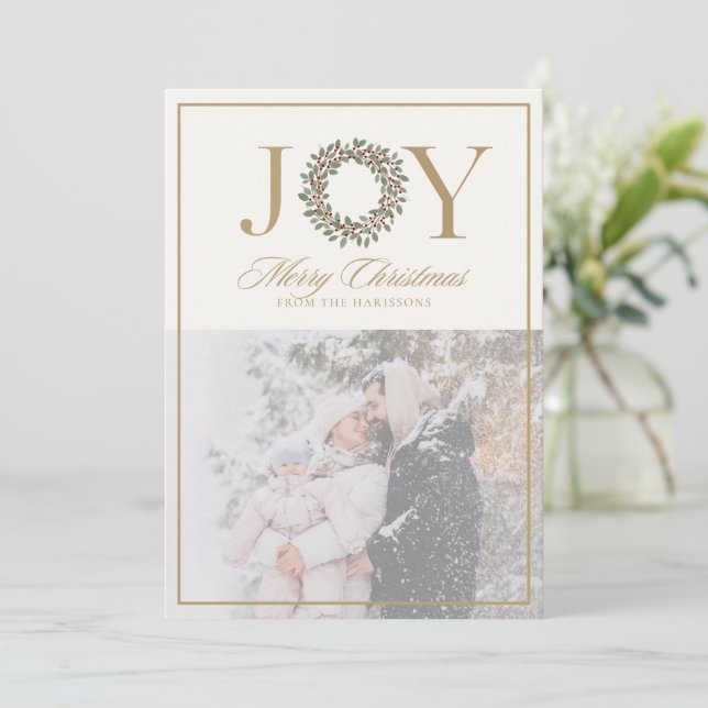 Joy Wreath Christmas Photo Card (Standing Front)