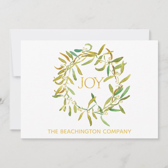 *~* JOY Wreath Corporate Business  Holiday Card (Front)