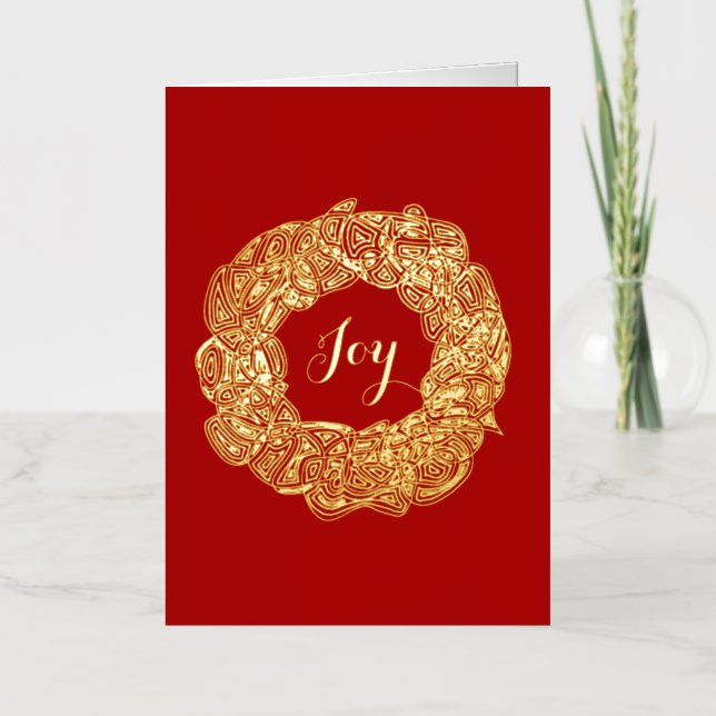 Joy Wreath Foil Greeting Card (Front)