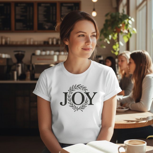 Joy Wreath Minimalist Christmas: Botanical Holiday T-Shirt (Creator Uploaded)