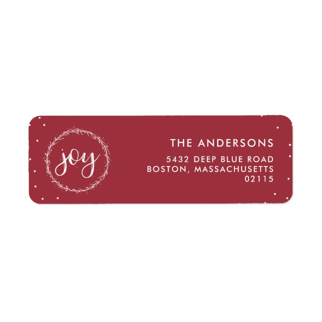 Joy Wreath - Red & White Holiday Label (Front)