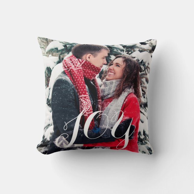 Joy writing custom photo modern elegant minimalist throw pillow (Front)