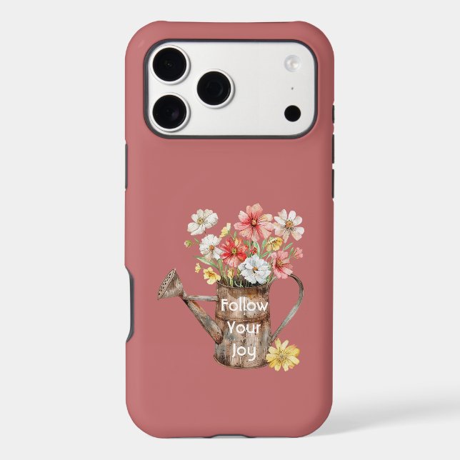 Joy Yellow Pink Flowers Watering Can Case-Mate iPhone Case (Back)