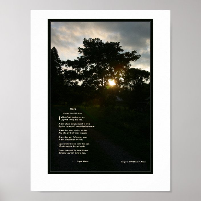 Joyce Kilmer poem Trees 8 1/2 x 11 Poster