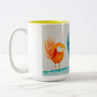 Joyce's Whimsical Birds!  Mug w/ watercolor 