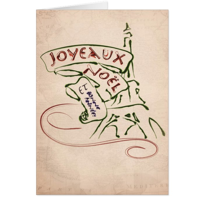 Joyeaux Noël Eiffel Tower Christmas Card