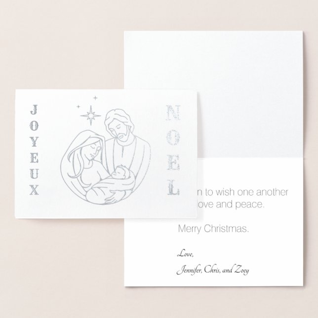 Joyeaux Noel Nativity Scene Christmas Foil Card (Display)
