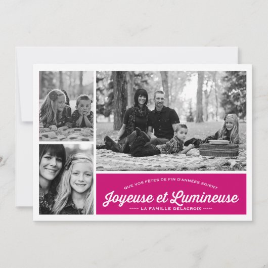 Joyeuse et Lumineuse 3 carte de photo de vacances (Front)
