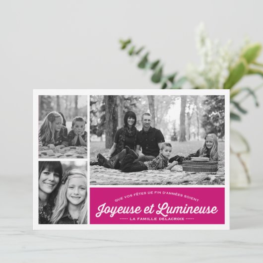 Joyeuse et Lumineuse 3 carte de photo de vacances (Standing Front)