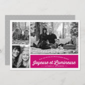 Joyeuse et Lumineuse 3 carte de photo de vacances (Front/Back)