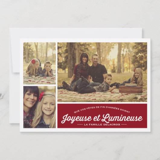 Joyeuse et Lumineuse 3 carte de photo de vacances (Front)