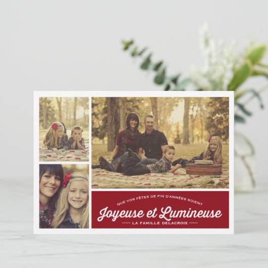 Joyeuse et Lumineuse 3 carte de photo de vacances (Standing Front)