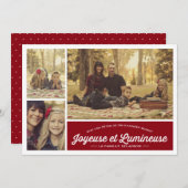 Joyeuse et Lumineuse 3 carte de photo de vacances (Front/Back)