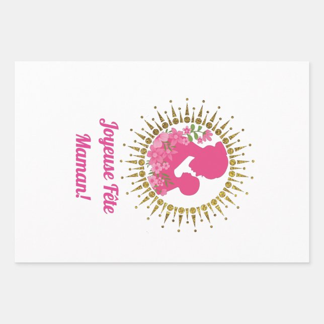Joyeuse Fête Maman  Wrapping Paper Sheets (Front)