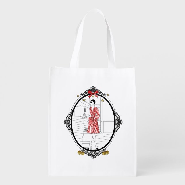 Joyeuses Fêtes Reusable Grocery Bag (Back)