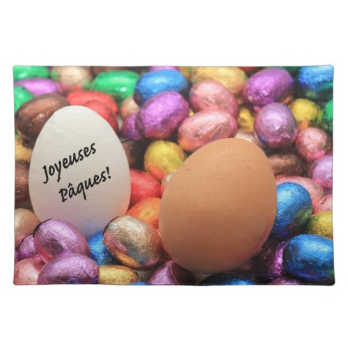 Joyeuses Pques Chocolate easter eggs Cloth Placemat