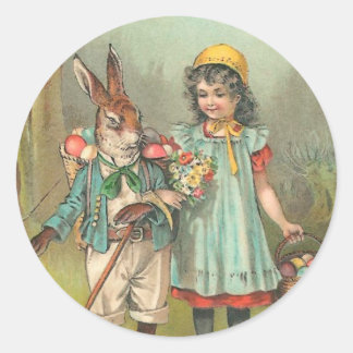 Joyeuses Pâques Cute Vintage Easter Classic Round Sticker