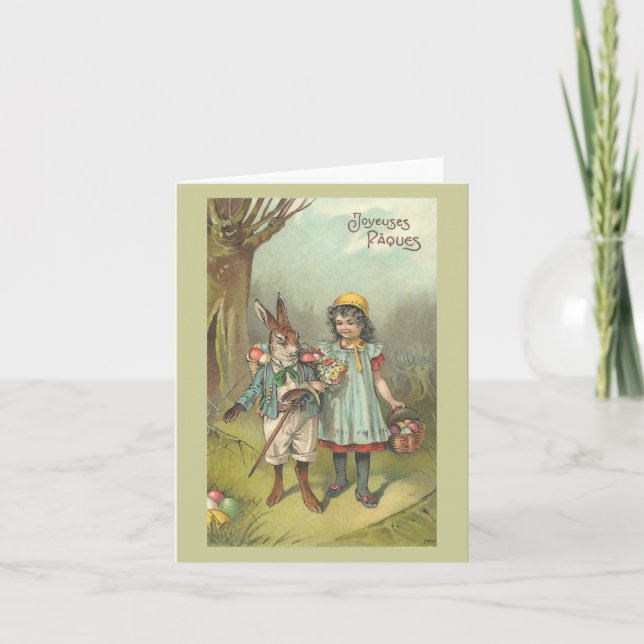 Joyeuses Pâques Cute Vintage Easter Holiday Card (Front)