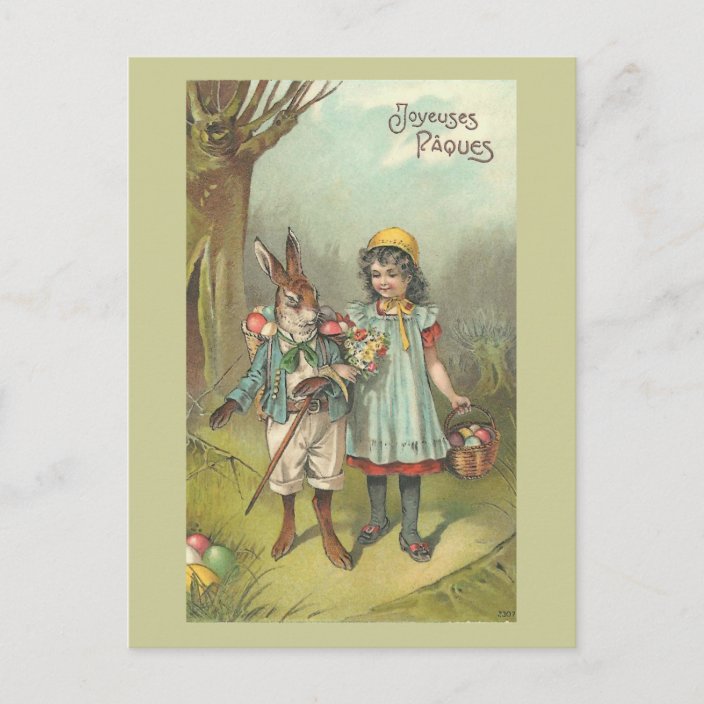 Joyeuses Paques Cute Vintage Easter Holiday Postcard Zazzle Com Joyeuses Paques Cute Vintage Easter Holiday Postcard Zazzle Com