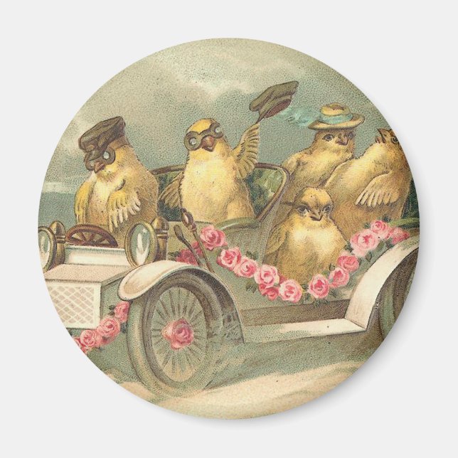 Joyeuses Pâques Cute Vintage Easter Magnet (Front)