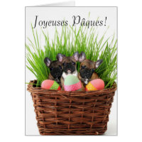 Joyeuses Pâques Easter French bulldogs card