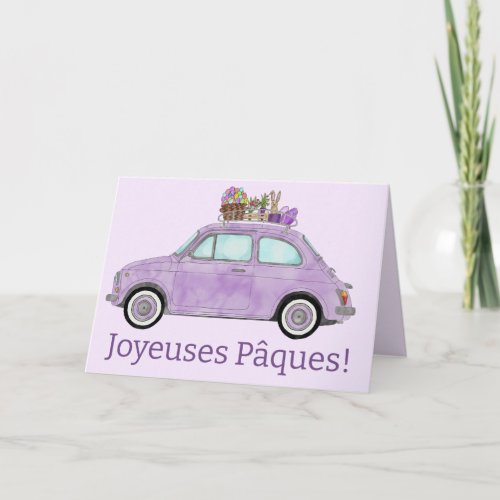 Joyeuses Pques French Easter Retro Fiat 500 Holiday Card