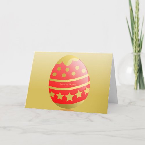 Joyeuses Pques French Happy Easter Egg Red Gold Holiday Card