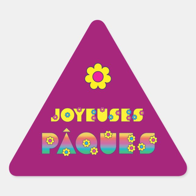 Joyeuses Pâques Triangle Sticker (Front)