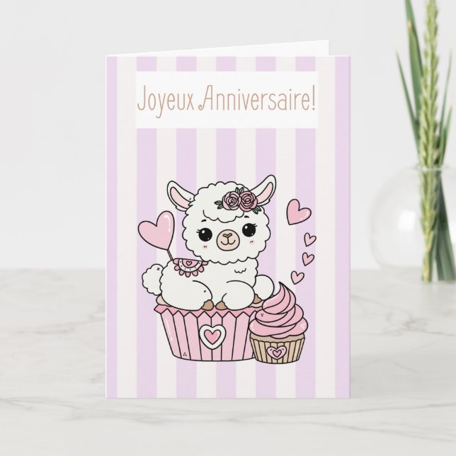  Joyeux Anniversaire Carte Llama Mignonne Fille Card (Front)