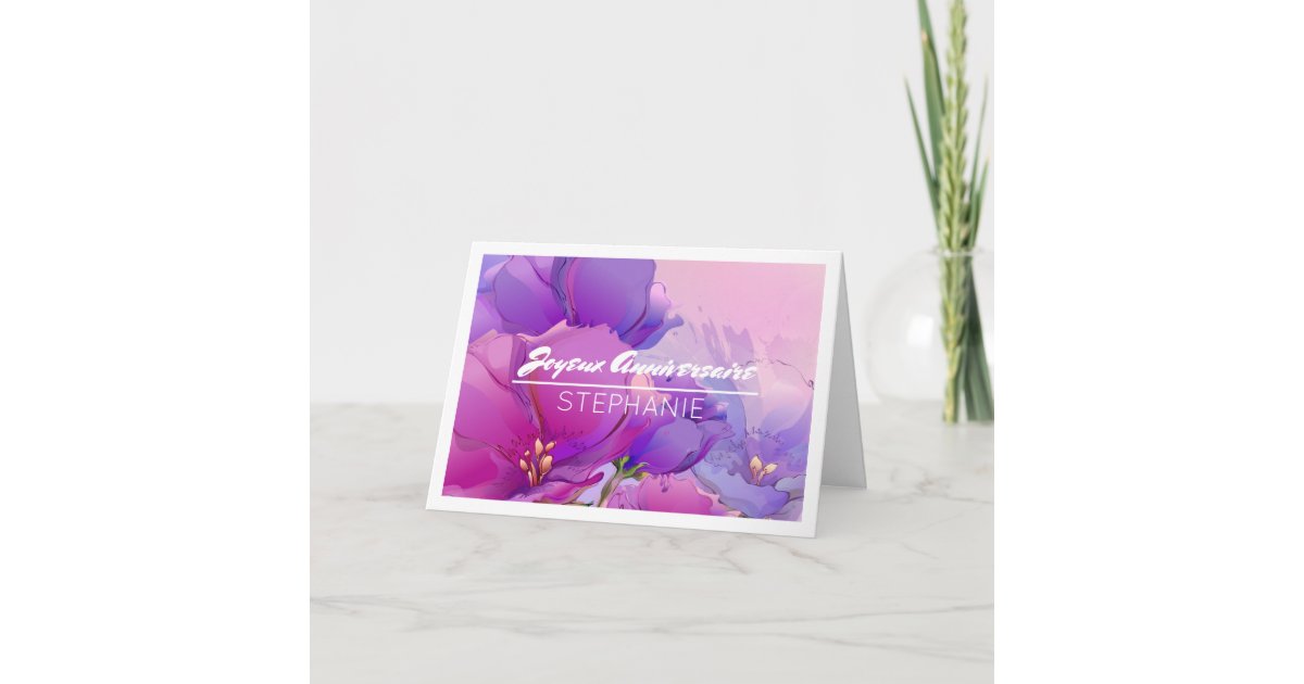 Joyeux Anniversaire Custom Name Birthday Cards Zazzle Com