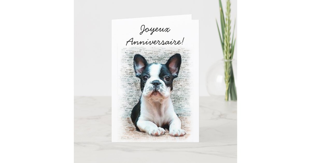 Joyeux Anniversaire French Bulldog Greeting Card Zazzle Com