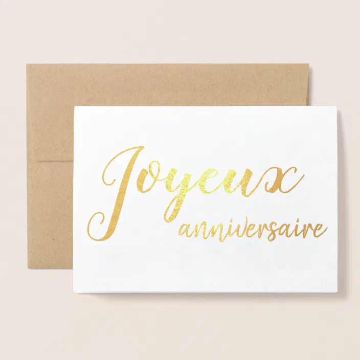 Joyeux Anniversaire French Happy Birthday Script Foil Card Zazzle Com