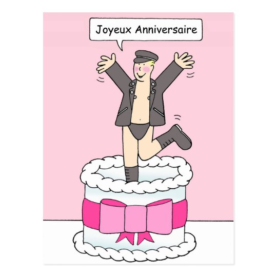 Joyeux Anniversaire, Gay Male Birthday Humor. Postcard