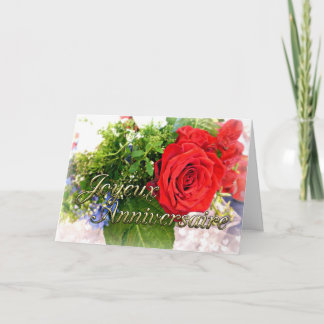 Joyeux Anniversaire Rose Bouquet Greeting Card