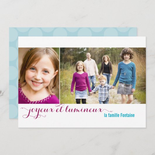 Joyeux et lumineux de vacances carte avec photo (Front/Back)