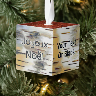 Joyeux Noёl - Birchbark Cube Ornament