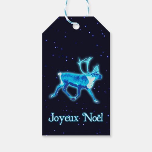 Joyeux Noёl _ Blue Caribou Reindeer Gift Tags