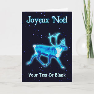 Joyeux Noёl - Blue Caribou (Reindeer) Holiday Card