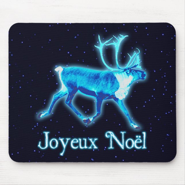 Joyeux Noёl - Blue Caribou (Reindeer) Mouse Pad (Front)
