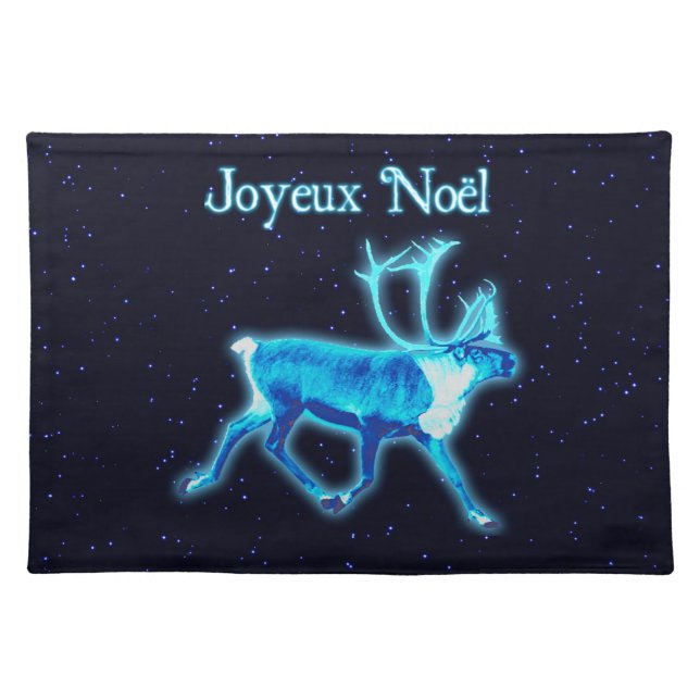 Joyeux Noёl - Blue Caribou (Reindeer) Placemat (Front)