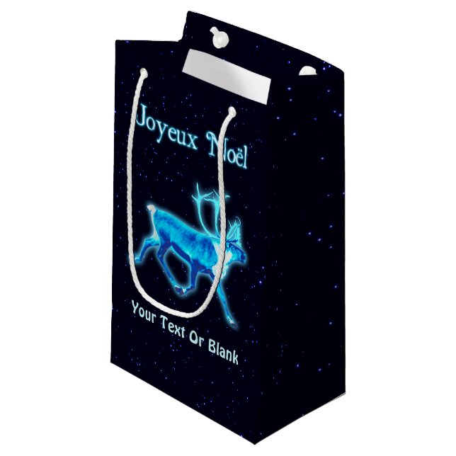 Joyeux Noёl - Blue Caribou (Reindeer) Small Gift Bag (Front Angled)